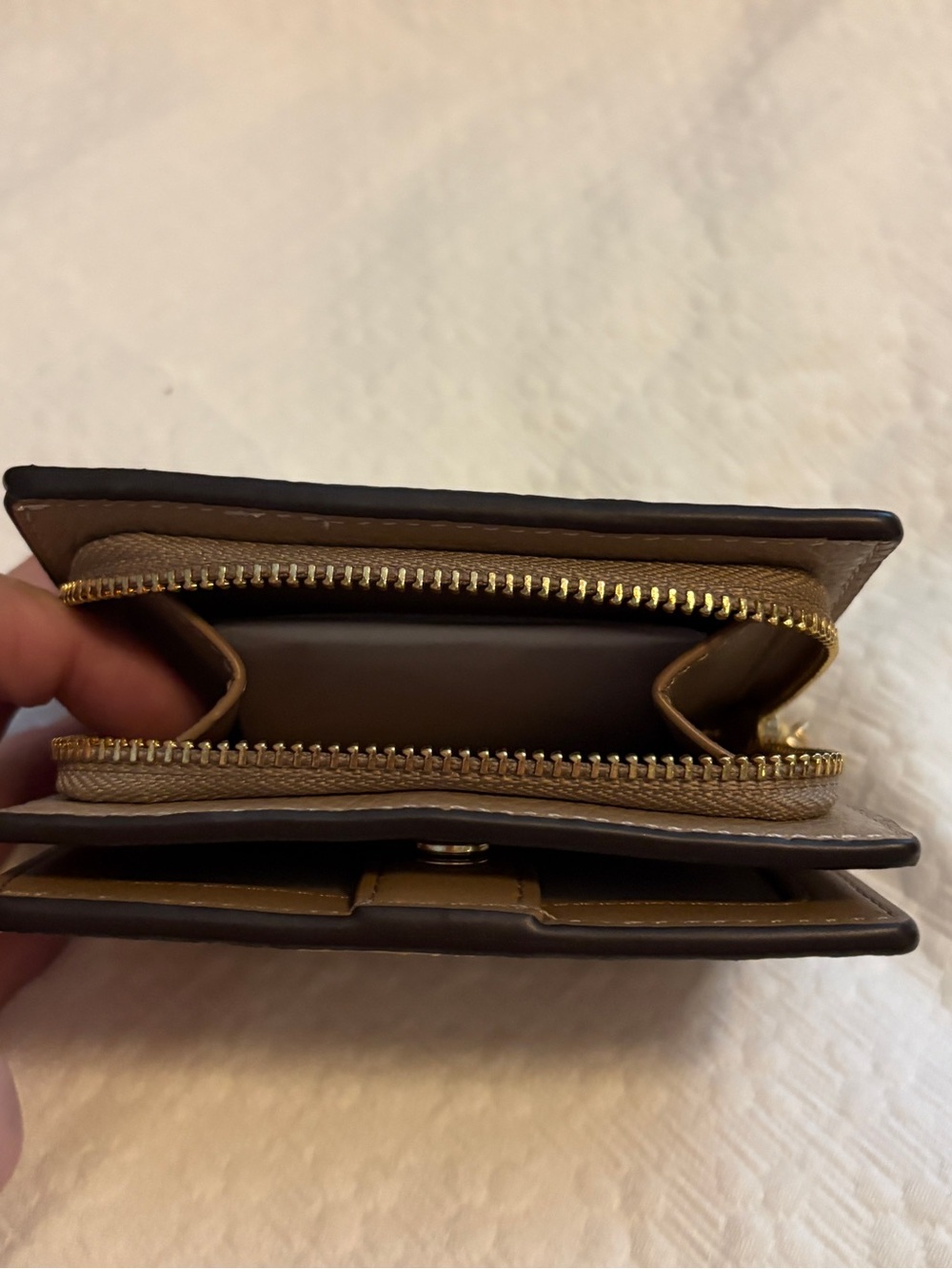 COACH Pebbled Leather Snap Wallet in Taupe - Picture 4 of 5